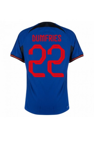 Fotbalové Dres Holandsko Denzel Dumfries #22 Venkovní Oblečení MS 2022 Krátký Rukáv